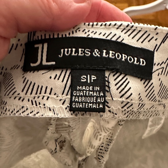 Jules & Leopold Black and White Leaf Print Pull On Ankle Trousers S - Picture 3 of 11